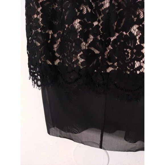 Torrid Black & Nude Lined Floral Lace w/ Chiffon Hem Skirt Size Large or 0X - Picture 9 of 10